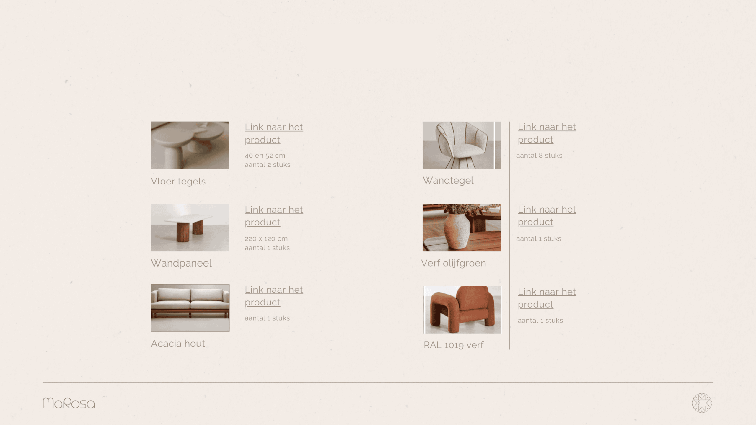 aankoop lijst meubels