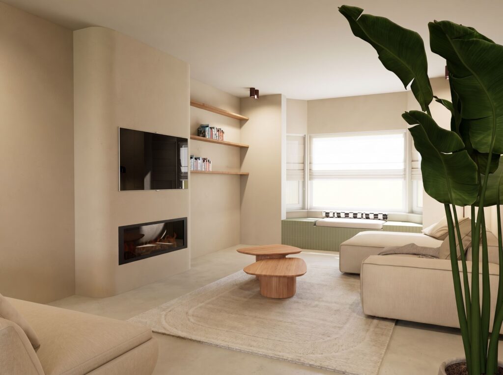 woonkamer rotterdam warm minimalistisch